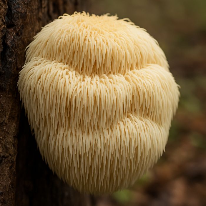 El hongo melena de león (Hericium erinaceus) es conocido por sus propiedades nootrópicas e inmunomoduladoras.