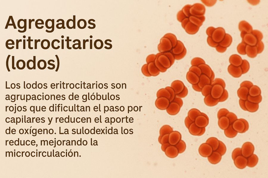 La sulodexida redujo los lodos eritrocitarios en un 58%, mejorando la fluidez sanguínea y la oxigenación tisular.